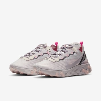 Nike React Element 55 - Férfi Utcai Cipő - Szürke/Platina Lila/Szürke/Rózsaszín